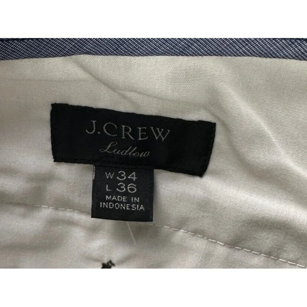 J Crew Pants Men 34X36 Ludlow Tan Khaki Chino 3XDry Slim Straight Flat Front NEW